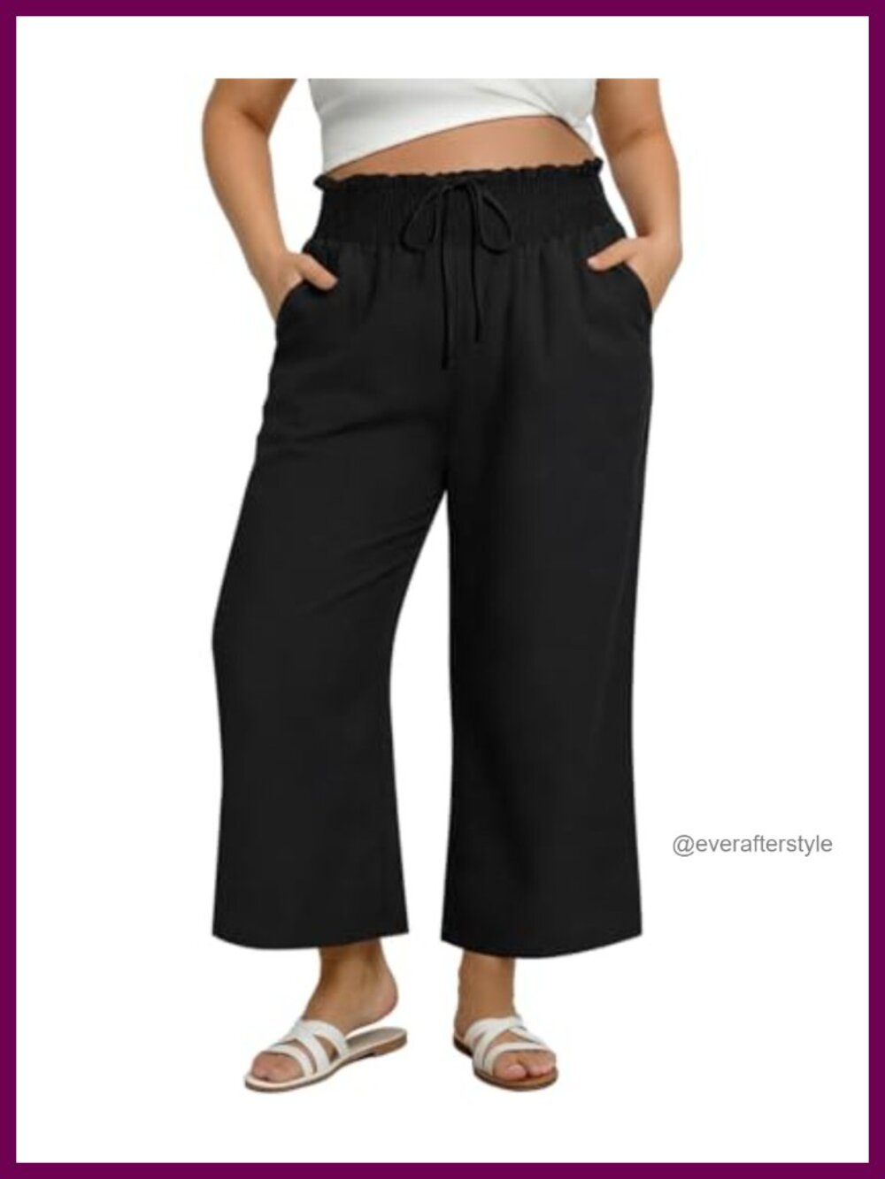 Plus Size Wide Leg Palazzo Pants Smocked High Waist Beach Lounge Trousers